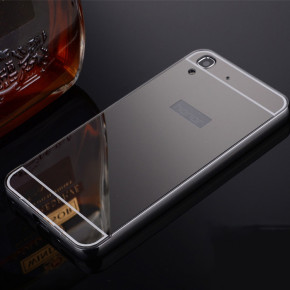 Луксозен алуминиев бъмпър с твърд гръб огледален черен гръб за Huawei Y6 II CAM-L21 / Huawei Honor Holly 3